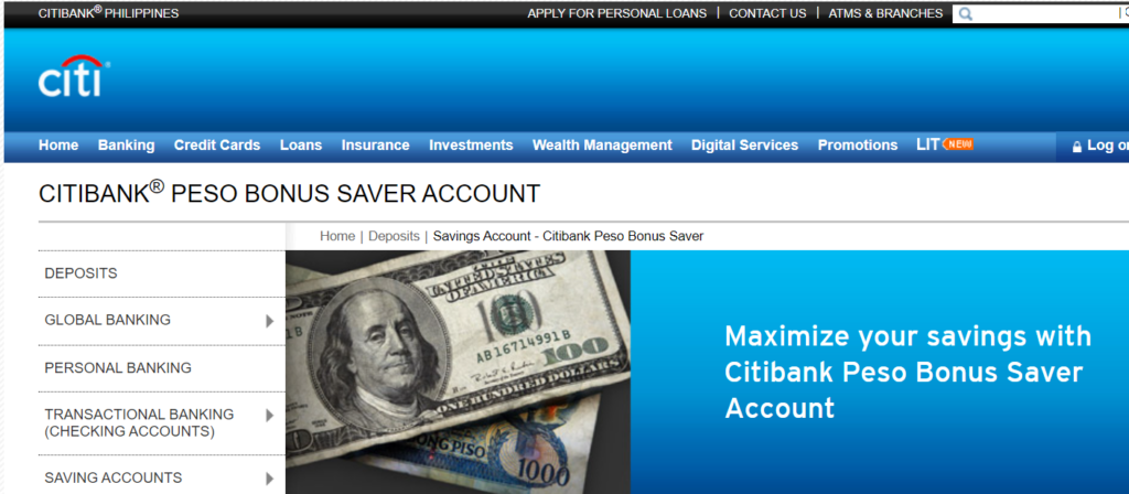 CITIBANK Peso Bonus Saver Account